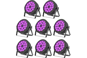 UKfog DMX512 - Luce da discoteca, 200 W, 18 LED Par UV+RGB, luce da discoteca, 8 CH, modalità strobo/suono/attiva, illuminazione DJ effetto luce per spettacolo, bar, feste, festival musicali(8 PCS)