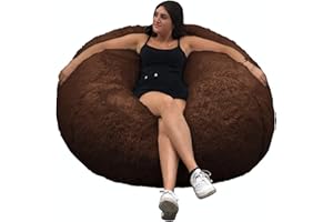 bananair Lerosier1234 Giant Bean Bag Huge XXL Fur 120cm/4feat Diameter Ultra Comfortable Shredded Foam, Sofa, Pillow... (Chocolate)