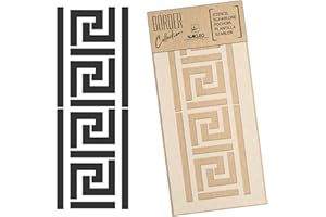 NAKLEO Plantilla de Borde para Pintura 21x45cm, Clásico Simetría Ornamento Patrón, Stencil Plástico y Reutilizable de Dibujo, DIY Artesanía Manualidades Casa Decoración, Pared Madera Tejido Muebles