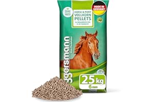 Eggersmann Mein Pferdefutter Horse & Pony Vollkorn Pellets 6 mm 25 kg – Ergänzungsfutter für Freizeitpferde – Ideal als alleiniges Krippenfutter – Eiweißreduziertes Pferdefutter ohne Hafer