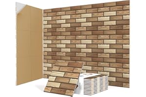 JBER 12 Pack Acoustic Panels Self-Adhesive, Brick Sound Proofing Panels, High Density Acoustic Wall Panels for Recording Studios, Game Room, Home, Office, 30x30x1cm, Wood texture