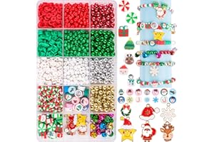 HGRGHH Perline per Braccialetti di Natale, 1421 Pezzi per Bigiotteria Fai da Te, Creazione di Gioielli, Ciondoli Natalizi, Braccialetti e Collane