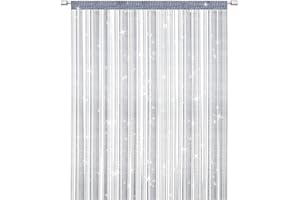 SUZEYEN Silver String Curtain for Doorway and Window – Elegant Tassel Room Divider Fly Screen, Decorative Fringe Curtain for Home, Bedroom, Living Room Décor
