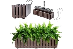 KADAX Skrzynka na kwiaty, doniczka balkonowa w 2 rozmiarach i 4 wariantach kolorystycznych, doniczka o wyglądzie listew, donica w stylu wiejskim, skrzynka na rośliny z gumowymi korkami (60 cm, brązowa