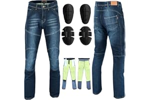 RXL Motorbike Kevlar Jeans Protective Linning Motorcycle Denim Jeans Pants Trousers Reinforced Hip and Knee Safety with CE Removable Armours