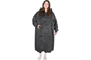 Catalonia Classy Extra Lange Sherpa Hoodie Decke, Flauschige Übergroße Kuscheldecke mit Ärmeln und Kapuze, Warme Großes Kapuzendecken, Tragbare Decke zum Anziehen als Geschenkidee für Damen Herren