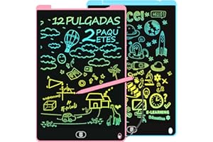 12 Pulgadas 2 Packs Tableta Escritura LCD, Electight Tablet Escritura Pantalla Colorido Infantil, Juguetes Educativo Niños con Borrable y Bloqueo Función, para el Hogar, Escuela, Azul, Rosa