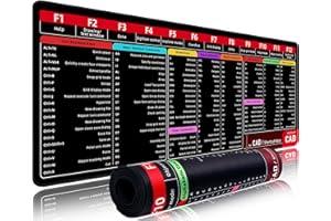 EXCO Tapis de Souris CAD Touches de Raccourci, CAD Mouse Pad,Tapis de Souris de Taille Standard antidérapant, Tapis de Bureau avec Bords Cousus pour Les Joueurs, Le Bureau, la Maison (800x300mm)