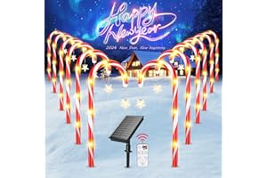 BUCASA 12 Stück Weihnachtsdeko Aussen, Solar Zuckerstangen Weihnachtsbeleuchtung Außen mit Fernsteuerung, 8 Modi Funkelnde Sterne Weihnachten Deko für Rasen, Terrasse, Hof, Geschenke