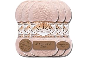 HOBBY YARN Alize 5x 100g Angora Gold Laine Turque Premium Coton et Acrylique Fils à tricoter (Powder | 404)
