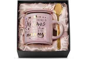 ALBISS Nanny Mothers Day Birthday Gifts from Grandchildren, 14oz Pink Marble Ceramic Coffee Cup with Gold Print, Presents for Grandma Nannie Granny - Only The Best Mums Get Promoted to Nanny, Nice Gift Boxed
