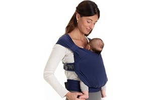 Boba Bliss Porte Bébé Pour Nourrissons/Jeunes Enfants Pesant Entre 3 et 15,8 kg, Hybride et 2 en 1, Écharpe de Portage Bébé Sans Nœud, Bon Positionnement des Hanches, Doux et Élastique (Bleu)
