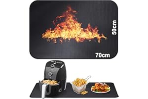 ALCKIJY Tappetino ignifugo in fibra di vetro e silicone per il piano del tavolo|Tappetino resistente al calore per friggitrice ad aria|Tappetino ignifugo per macchina da caffè|Antiscivolo impermeabile50x70cm