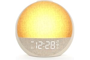 APUZOM Reveil Lumineux Simulateur d'Aube, Eveil Lumière Réveil Matin avec 7 Sonneries, 30 Sons Naturels, Minuteur, Snooze, Lampe de Chevet avec 11 Couleurs Veilleuse, Cadeaux pour Enfant Ado Adulte