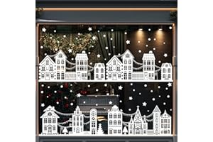 DTYDECLE 10 Blätte Weihnachten Fensteraufkleber, Fensterbilder Winter Haus Weihnachtsdeko Selbstklebend Weihnachtsfensterbilder für Xmas Winter Hause Weihnachtsdeko