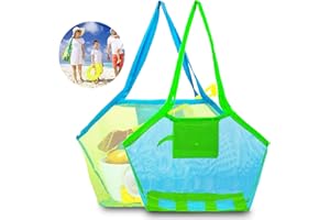 LIVESTN 2 pièces Grand Sac de Jouets Plage en Maill,Rangement de Jouets de Plage Sac sac de plage pour enfants,Léger Pliable Tissu, pour Le Transport de Jouets et de Serviettes (2)