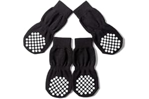 Akopawon - 4 Piezas Calcetines Antideslizantes para Perros y Gatos - Protectores para Patas para Uso en Interior y Control de Tracción con Refuerzo de Goma, Talla S a 4XL para Animales de 1 a 36.0 kg