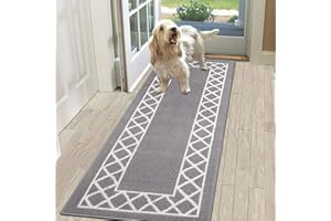 SHACOS Grey Runner Rug for Hallway 50 x 150 cm Non Slip Hall Runners Narrow Rug Washable Kitchen Rugs Carpet Runner for Entryway Kitchen Laundry Room