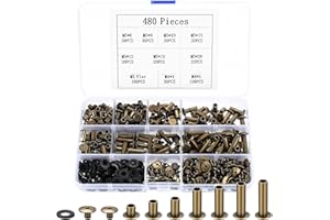 MYHONGLE 480 STK Chicago Buchschrauben Kit, M4/M5 Chicago Schrauben, Schraubnieten für Leder Set, Binding Schrauben Nägel Nieten Nagelniete, Bindeschrauben Nieten Set für DIY Leder Gürtel Buch Bookbinding