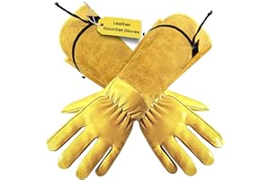 ITC GLOVES ITC Gauntlet Gardening Gloves, Leather Garden Gloves for Men & Women, Heavy Duty Long-Sleeve Gloves for Brambles, Rose Pruning & Outdoor Work