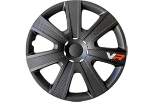 Alpena - Lot de 4 enjoliveurs en carbone VR de qualité supérieure de fabrication européenne avec système de rétention en 3 étapes, enjoliveurs durables de 38,1 cm, compatibles avec la plupart des