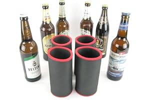 asiahouse24 4X Schwarze Getränkekühler - Bierkühler - Flaschenkühler für 0,5L Bierflaschen aus bestem 5-6mm dicken Neopren für Beste Kühlung - Qualitätskühler Modell 2023