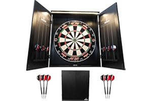 Ruthless Home Darts Center | Komplettes Home Dart Board Center inkl. Schrank, Dartscheibe und 2 Sets Dartpfeile