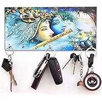 KK Craft Radha Krishna wooden key holder for home Wood Key Holder (7Hooks, Multicolor)