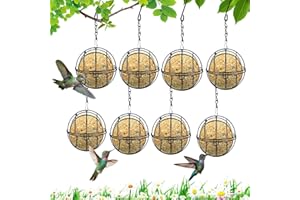 NHYDZSZ 8 Stück Meißenknödelhalter Vogelfutterstation Vogelfutterstation zum Aufhängen mit S-förmigen Haken Metall Vogelfutterspender Schwarz Behälter für meisenknödel für wildvögel Garten