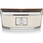 Bougie Parfumée WoodWick Ellipse - Parfum Teck Blanc, Mèche Crépitante - Brûlure 50h