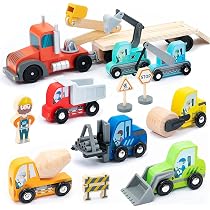 Set Gioco Gru Portuale In Legno Mamabrum Con Verricello Magnetico | Include Camion, Rimorchio, Nave E 12 Container