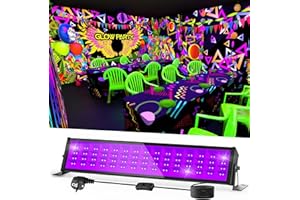 NATPOW 72W LED Luz Negra, Foco UV Barre 400-405nm LED Luz Ultravioleta con Enchufe, Impermeable Lámpara Fluorescente UV para Halloween Acuario Bar Neón Colores Discoteca (Pack de 1)