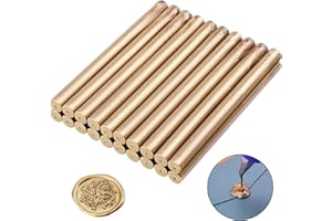 Fippy 20 barras de cera de sellado de pistola de pegamento de 11 mm para sello de cera, barras de sellado de cera dorada, ideales para invitaciones de boda, sobres de tarjetas, envoltura de regalos