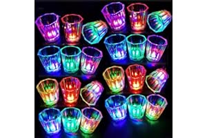 Piucrty Vasos Chupito Plastico Duro Transparente Luminosas 24Pcs Vasos de Sidra Colores Reutilizable para Cocktail Vion Regalos para Invitados Detalles Comunion Boda Bautizo para Regalar Recuerdos
