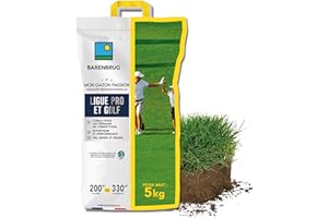 BARENBRUG - Gazon Ligue Pro et Golf - pour Terrains de Compétition - Esthétisme, Performance - Fin, Dense, Solide - Variétés Autorégénérantes Limitant Plantes Indésirables - Fabriqué en France - 5KG
