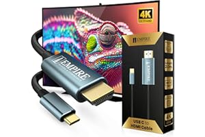 EMPIRE TRADING & COMMERCE Empire Usb c to Hdmi Cable - 1.8M Type C to HDMI Cable with Aluminum Case and Gold-Plated Plugs - 4K | 30Hz USB-C to HDMI Cord Compatible with MacBook Pro/Air, iPad Pro, Galaxy S8 to S23, Dell, and HP