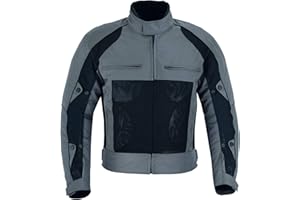 warrior gears® Air Mesh Motorbike Jackets for Men | Breathable Textile Riding Racing Motorbike Jackets Men with Removable Lining and CE Armours, Waterproof Jackets Mens - Grey & Black