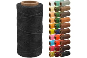 Uiopa Wachsfaden, 1mm x 200m Flacher Ledergarn Gewachst, Leder Nähen Faden Sattlergarn Gewachste für Nähprojekte, Reparatur, Buchbinden, DIY Basteln