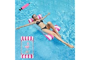 DAZZTIME 4 en 1 Multiusos Tumbona Flotante,Flotante Plegable para Piscina,Salón de Agua Inflable Silla,Hamaca Flotante de Agua Inflable,Hamaca De Piscina,Flotadores Piscina,para Sillín,Sillón,Hamaca