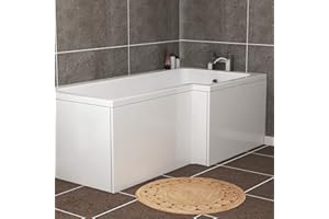 ROYAL BATHROOMS 1500 x 540mm L-Shape Shower Bath Front Panel Gloss White Modern Bathroom