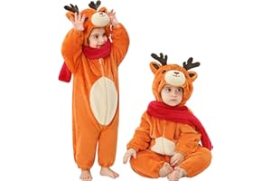 LOLANTA Unisex Baby Rentier Kostüm, Kleinkind mit Kapuze Tier Kostüm, Flanell Union Anzug