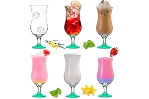 Platinux Bicchieri da cocktail 400ml (max. 470ml) Set di bicchieri (6 pezzi) Bicchieri da longdrink grande blu/turchese