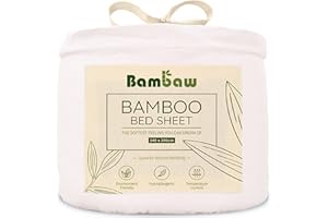 Białe prześcieradło, poszwa na kołdrę 140 x 200 cm, włókna bambusowe, chłodzące prześcieradło z gumką, przytulna pościel na lato i zimę, pościel ekologiczna, zestaw pościeli dla alergików Bambaw