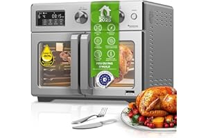 TURBOTRONIC BY Z-LINE TurboTronic Mini four, four à air chaud 4 en 1 et friteuse à air chaud, version XXL 32 L, y compris tournebroche et de nombreux accessoires, plaque de cuisson, déshydrateur à partir de 25 °C & grill,