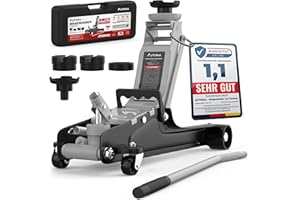 ‎AUTORIA Wagenheber 2,5T extra flach – Hydraulischer Rangierwagenheber mit Transportkoffer, 3 Gummiauflagen & Adapter – Auto Wagenheber für PKW bis 2.500 kg (Hellgrau)