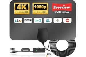 CENBOU 2024 Upgraded TV Aerial - Indoor TV Aerial for Smart TV with Signal Booster, Digital TV Antenna indoor with strong signal for Freeview TV 280+ Miles Range Support 4K 1080P HDTV