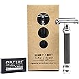 Parker 76R Butterfly Open Double Edge Safety Razor- Super Heavyweight- 5 Shark Super Chrome Blades included.