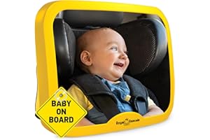 Royal Rascals, specchio per controllo bambino in auto, specchio | #1, il più sicuro specchietto retrovisore per interno | giallo di sicurezza | si adatta a qualsiasi poggiatesta regolabile | funzione di inclinazione e rotazione | 100% infrangibile | sicurezza del prodotto ultra premium