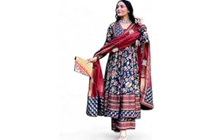 RANGMAHAL STORE RangMahal Damen Schöne schwere Anarkali bestickte Kurti mit Palazzo & Dupatta Set