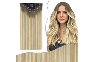 Fshine Clip in Estensioni Dei Capelli Umani Reale Castagno Marrone Ombre Miele Biondo Mix Platino Blonde Estensioni Dei Capelli Lisci 16 Pollice Clip in Capelli Spessi 135G 6/27/60
